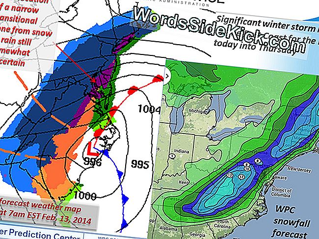 De National Weather Service heeft deze grafiek van het geprojecteerde pad van de winterstorm vrijgegeven.