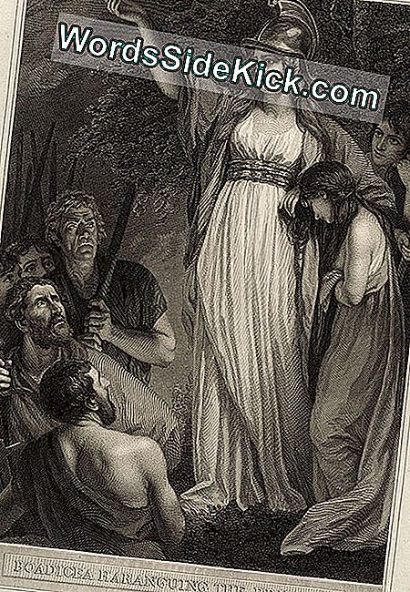 'Boadicea Haranguing the Britons (detto Boudicca o Boadicea)' di William Sharp, dopo incisione su John Opie, pubblicato nel 1793.