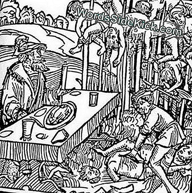 Uma xilogravura de um panfleto de 1499 retrata Vlad III jantando entre os cadáveres empalados de suas vítimas.