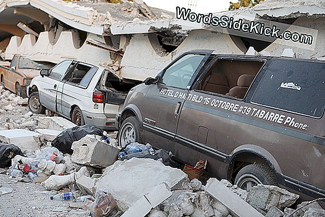 Vehicule zdrobite sub balconul de la etajul doi al Hotelului D'Haiti, în Port-au-Prince, Haiti. Hotelul a fost distrus în cutremurul din 2010.